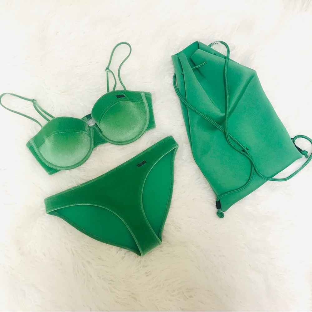 WORN ONCE Triangl Forever Forest Green Velvet Swim